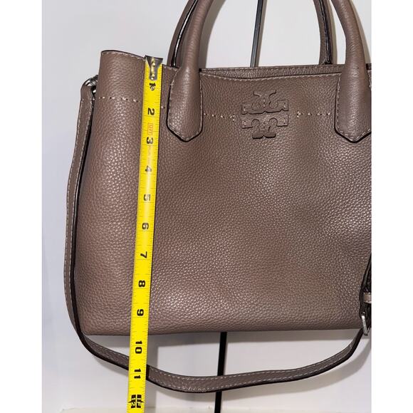 Tory Burch Leather Tote Bag Taupe Top Handle Shoulder Strap Satchel Used - Picture 5 of 9